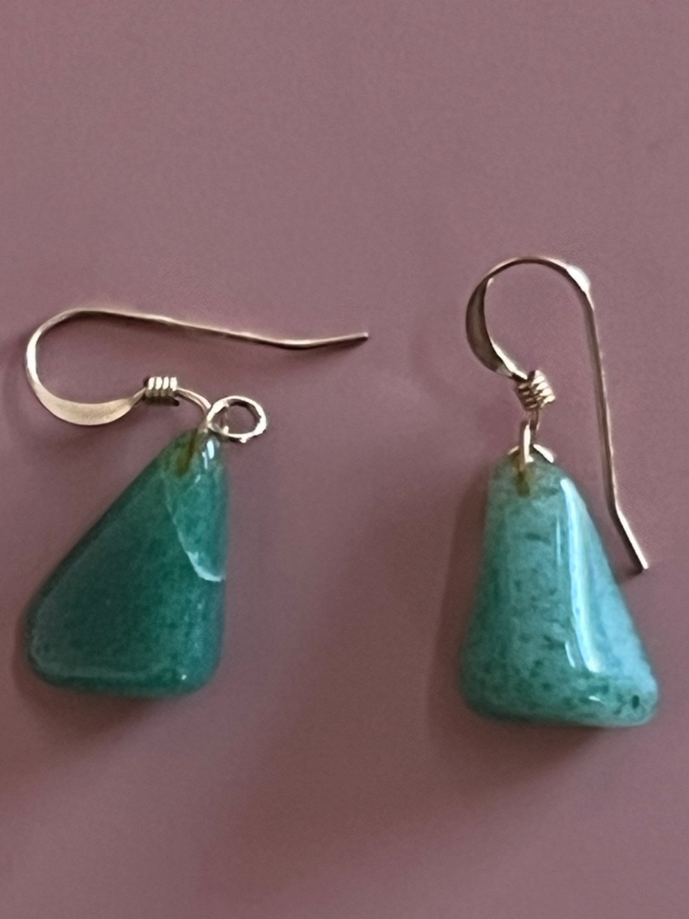 Vintage gold jade Green Teardrop Dangle Earrings